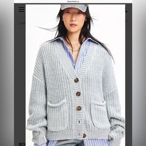BDG Light Blue Button-Up Cardigan Chunky Oversized